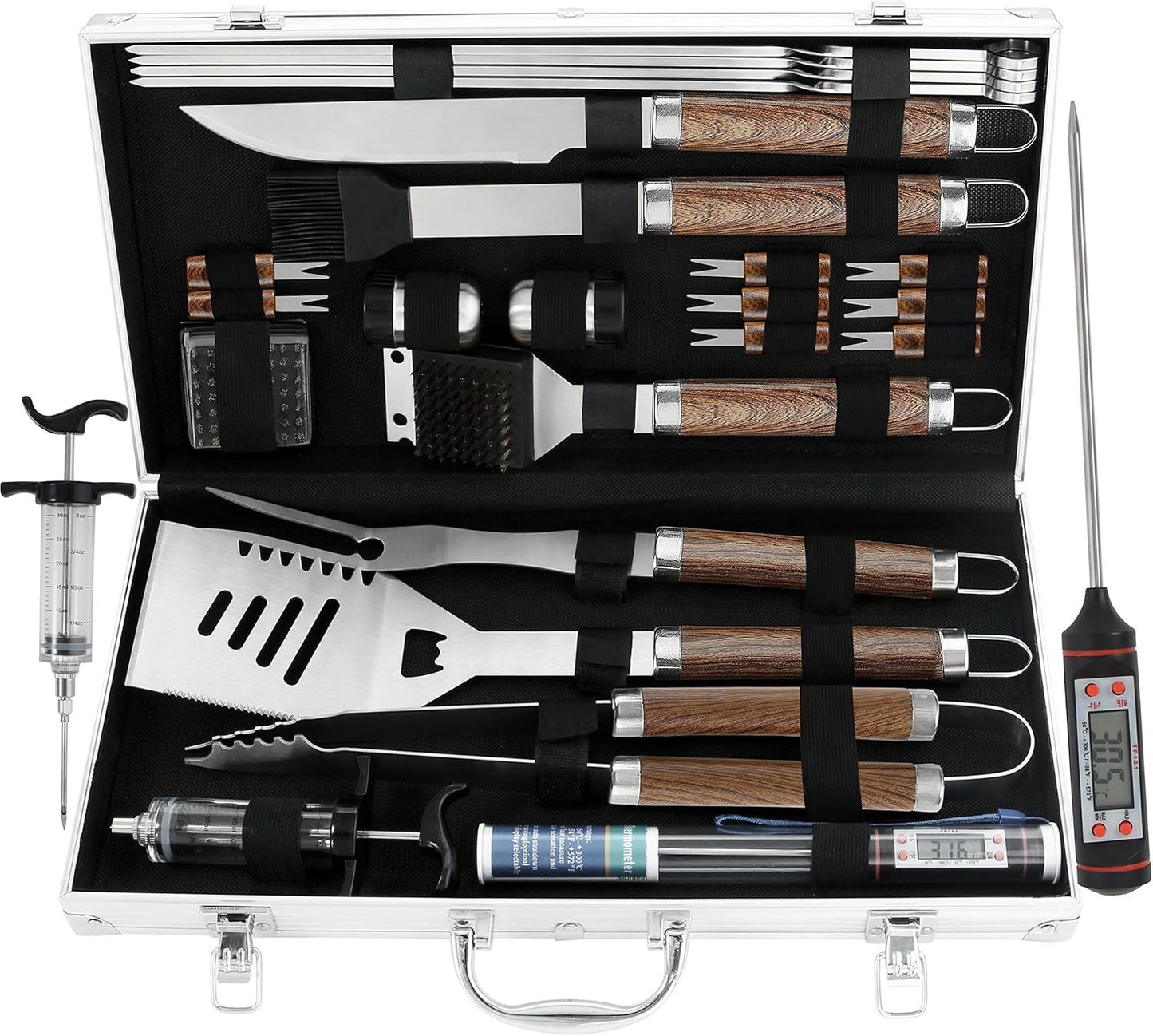 Ultimate BBQ Grill Tool Set – 24-Piece Stainless Steel Kit with Case – Perfect for Backyard BBQs, Camping & Gifting!