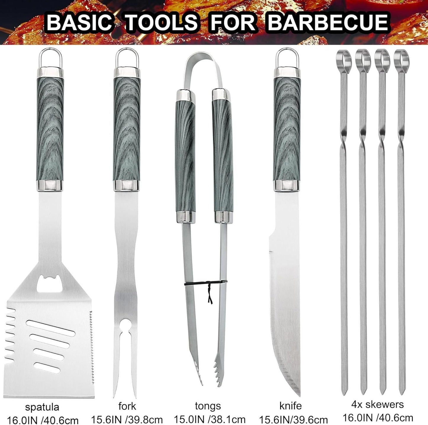 Ultimate BBQ Grill Tool Set – 24-Piece Stainless Steel Kit with Case – Perfect for Backyard BBQs, Camping & Gifting!