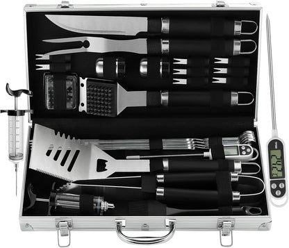 Ultimate BBQ Grill Tool Set – 24-Piece Stainless Steel Kit with Case – Perfect for Backyard BBQs, Camping & Gifting!