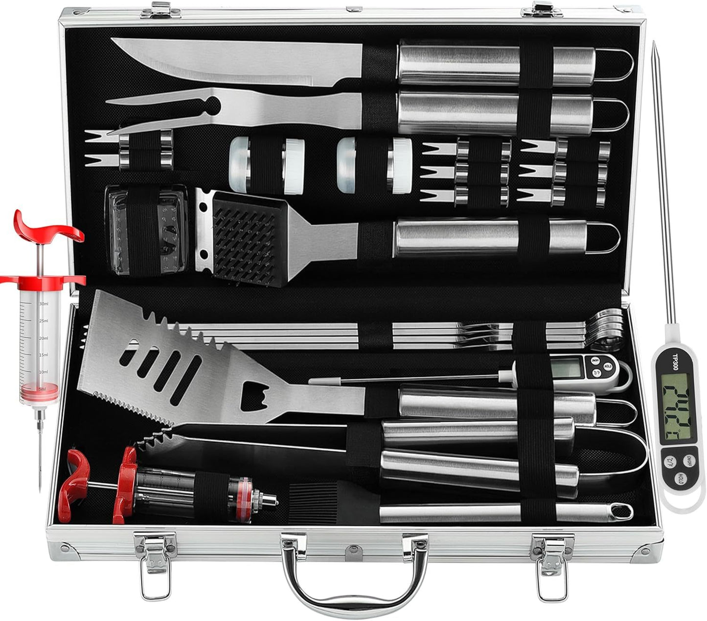 Ultimate BBQ Grill Tool Set – 24-Piece Stainless Steel Kit with Case – Perfect for Backyard BBQs, Camping & Gifting!