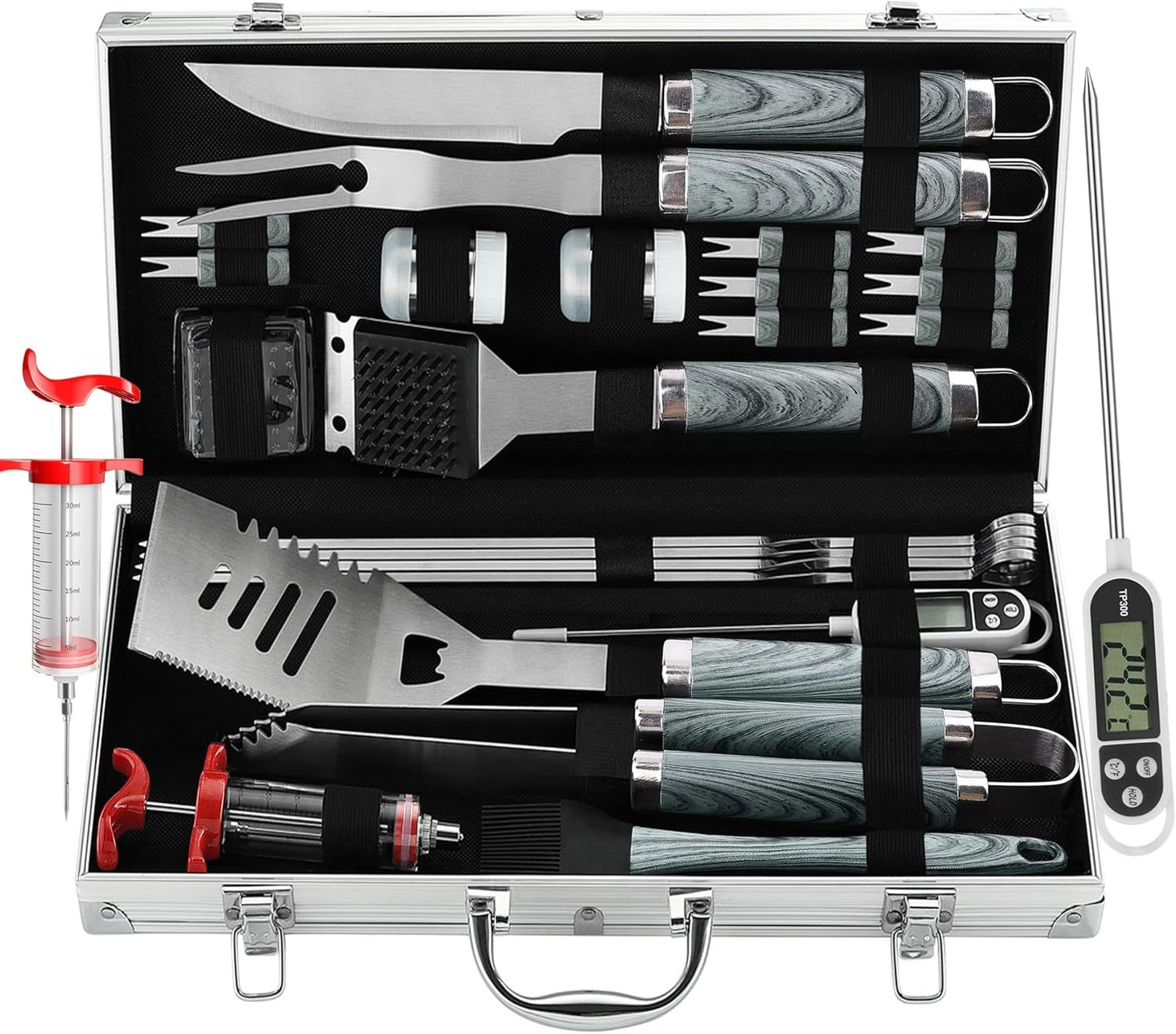 Ultimate BBQ Grill Tool Set – 24-Piece Stainless Steel Kit with Case – Perfect for Backyard BBQs, Camping & Gifting!